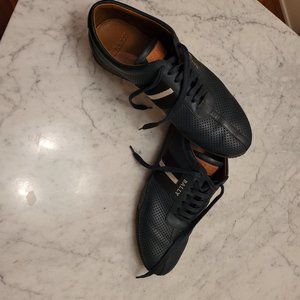 Men's Bally Dark Blue Leather Mesh Sneakers, Size 10.5